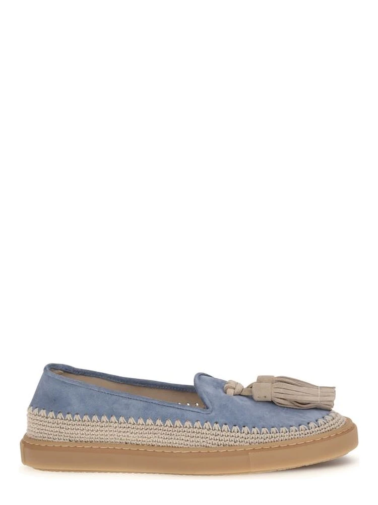 Blue Calf Leather Bos Taurus Slip-On Loafers