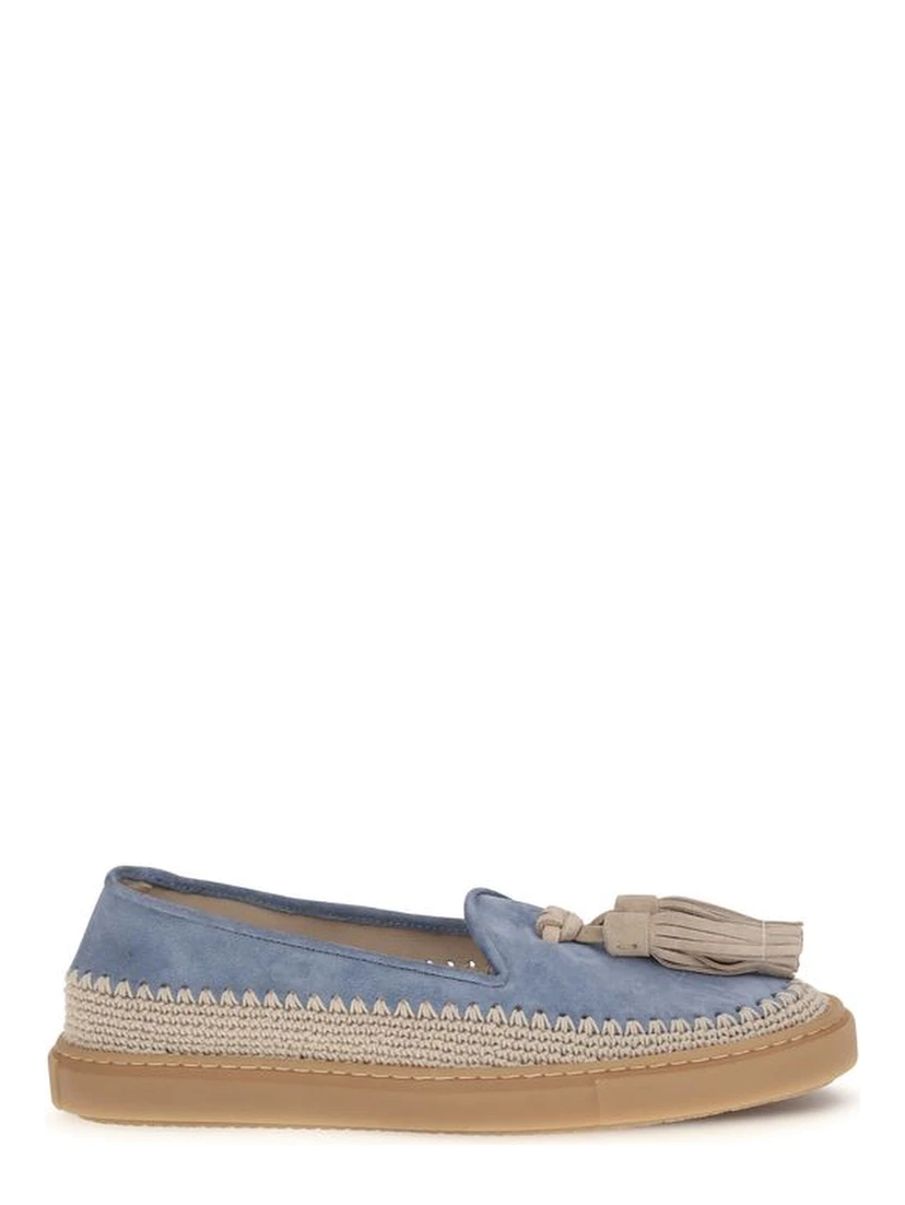 Blue Calf Leather Bos Taurus Slip-On Loafers