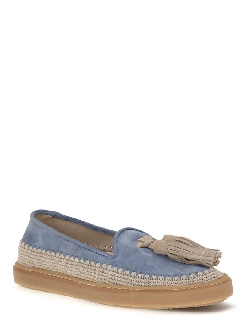 Blue Calf Leather Bos Taurus Slip-On Loafers