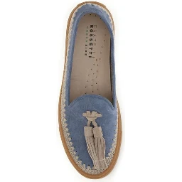 Blue Calf Leather Bos Taurus Slip-On Loafers