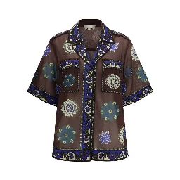 Brown Ramie Pattern Shirt