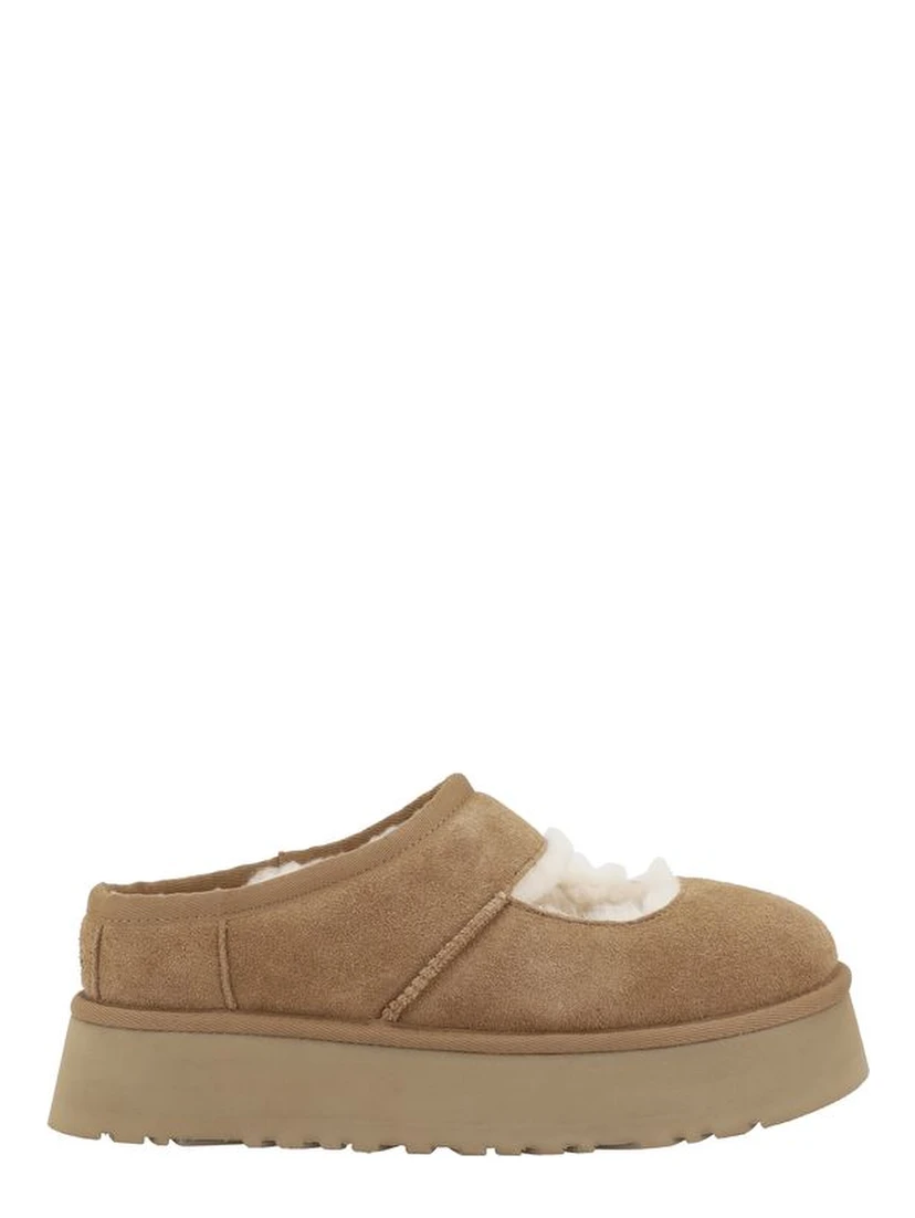 Beige Leather Flats