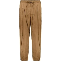 Brown Elastane Casual Pants