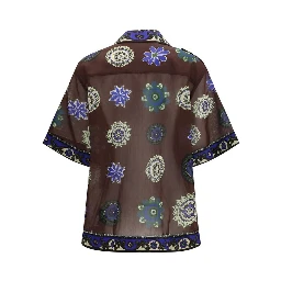 Brown Ramie Pattern Shirt