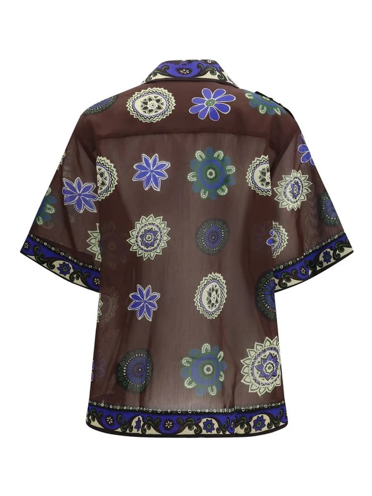 Brown Ramie Pattern Shirt alternative