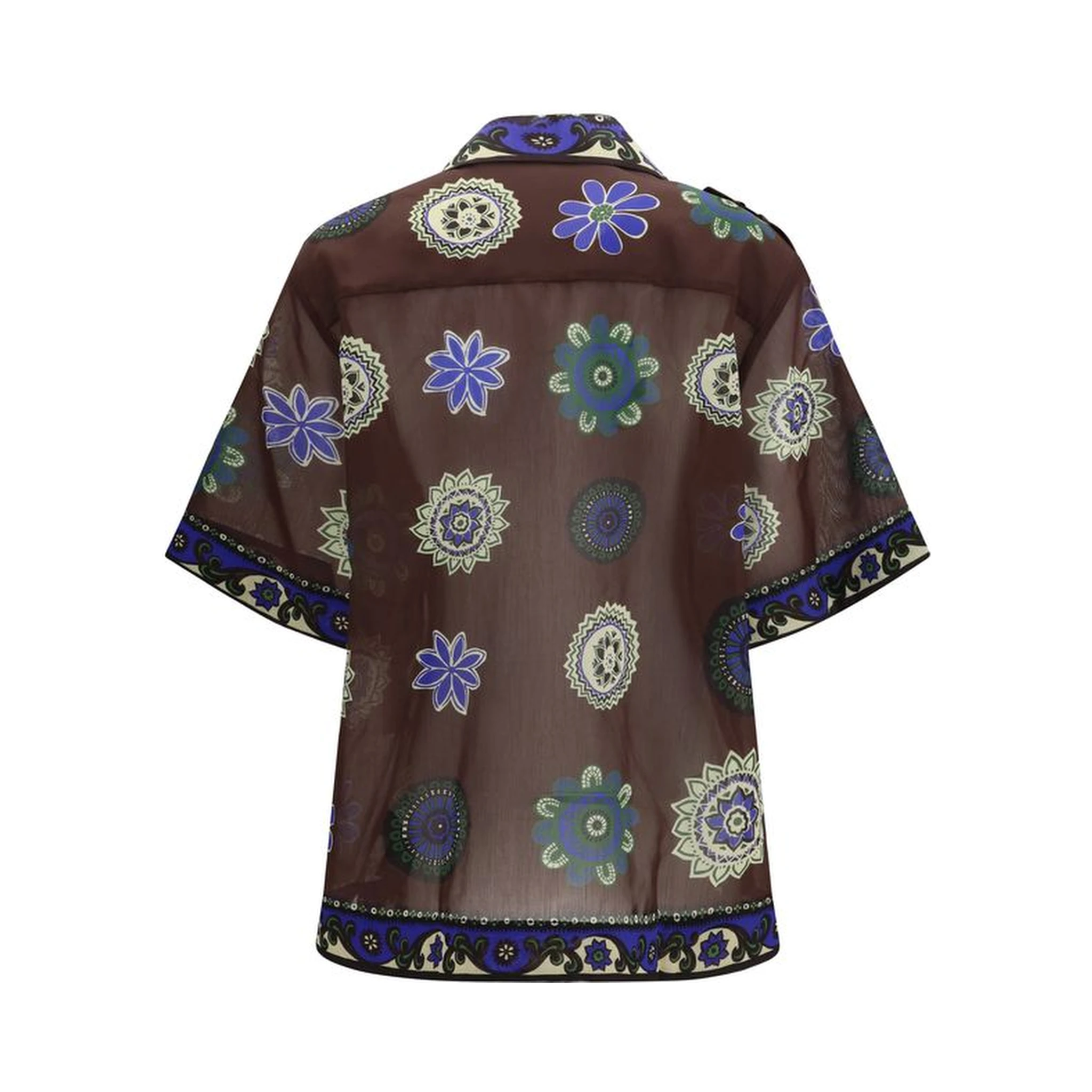 Brown Ramie Pattern Shirt
