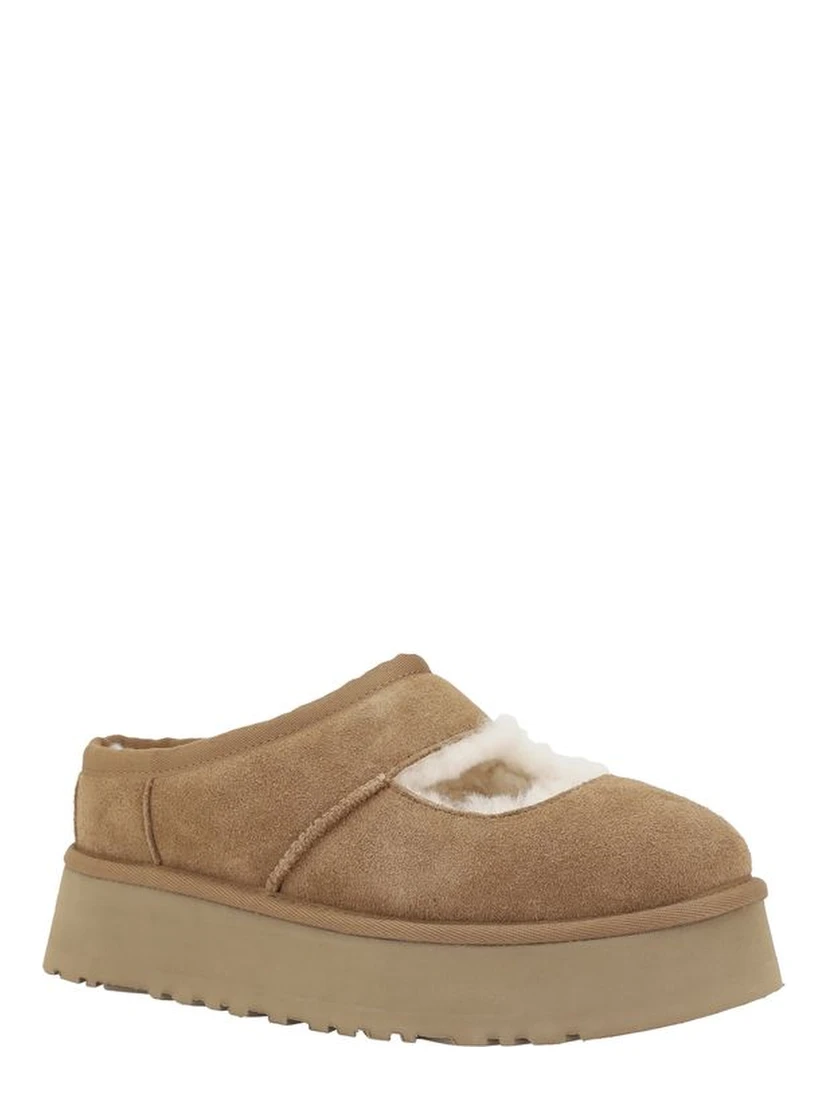 Beige Leather Flats