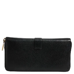 Black and Gold leather logo zip wallet