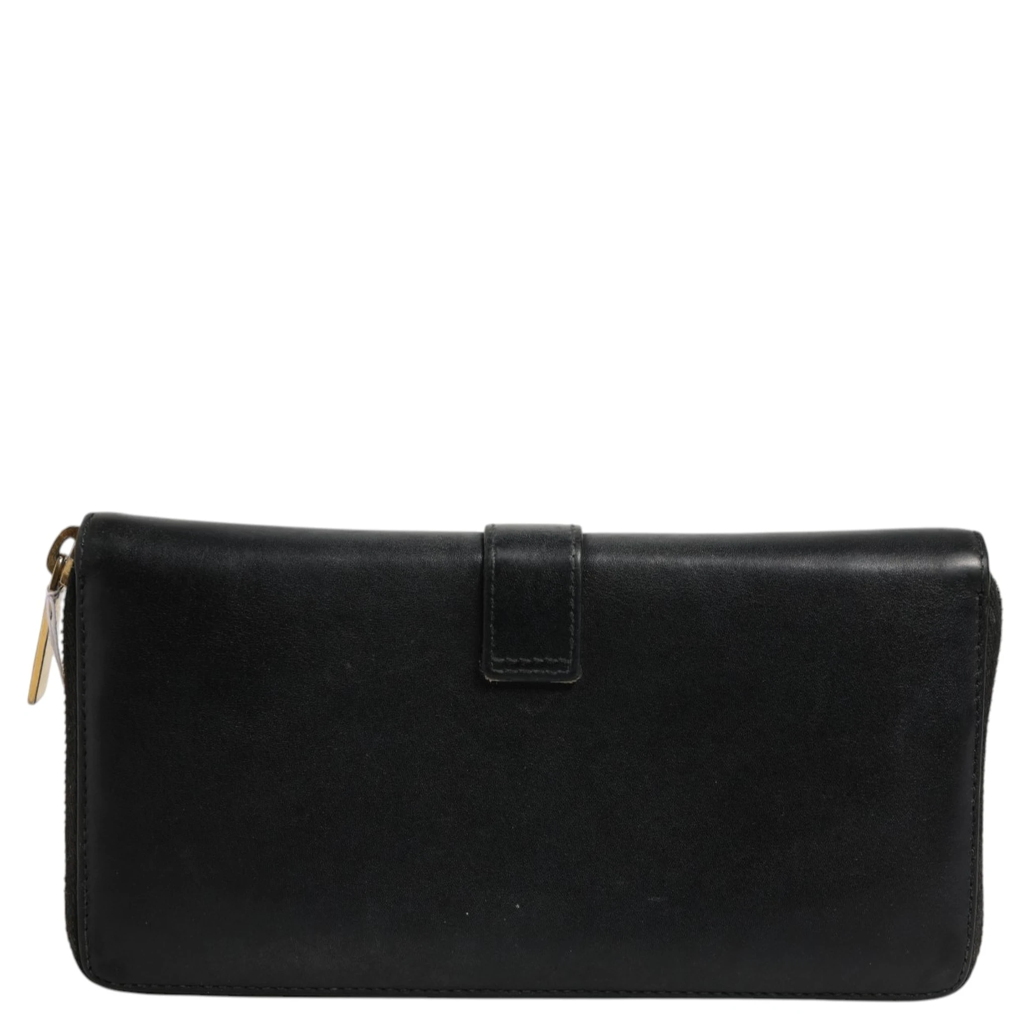 Black and Gold leather logo zip wallet