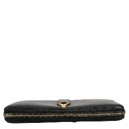 Black and Gold leather logo zip wallet