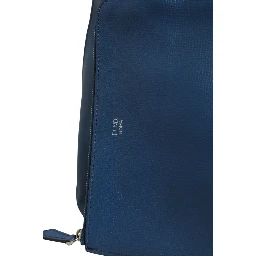 Leather Navy Blue Shopping Tote