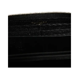 Black and Gold leather logo zip wallet