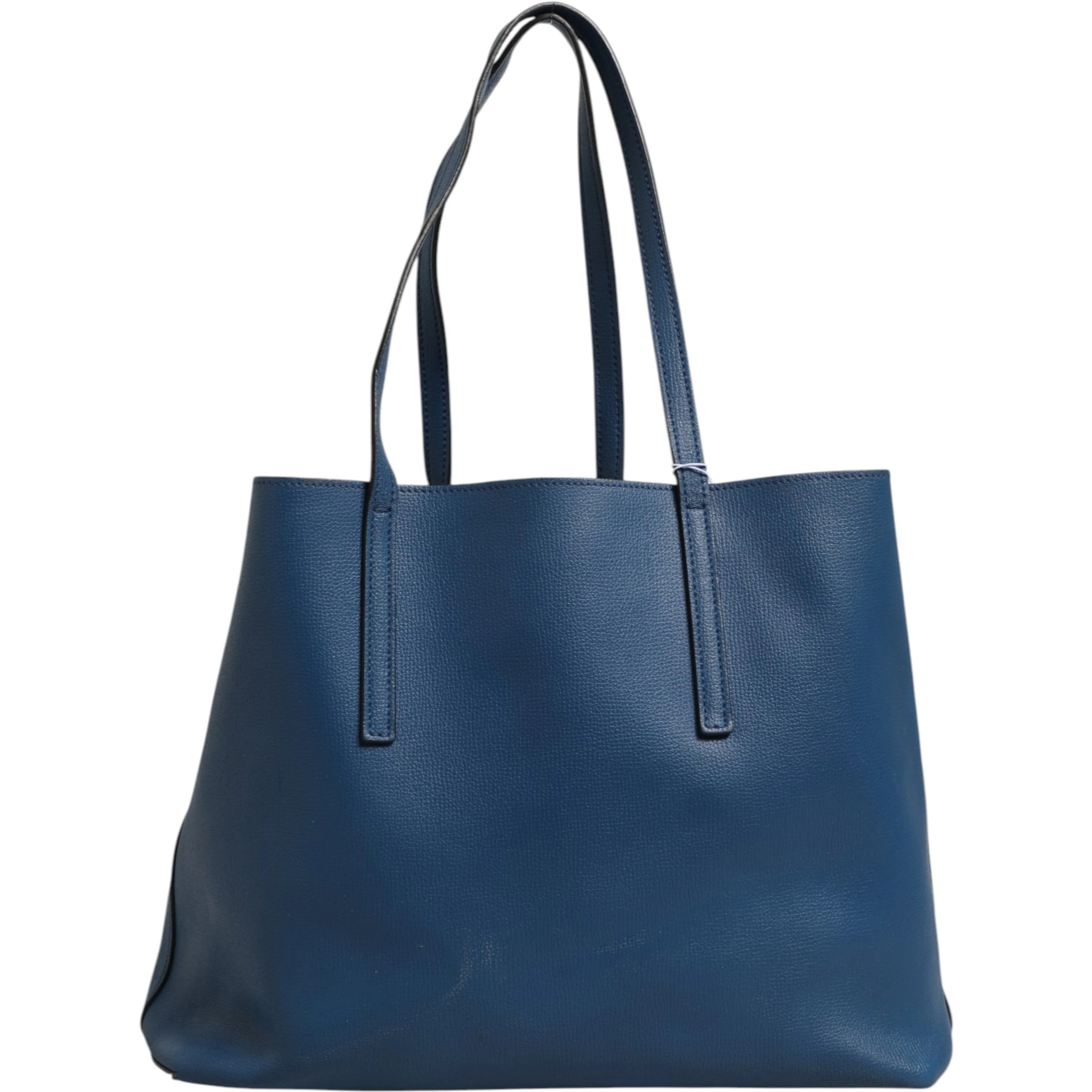 Leather Navy Blue Shopping Tote