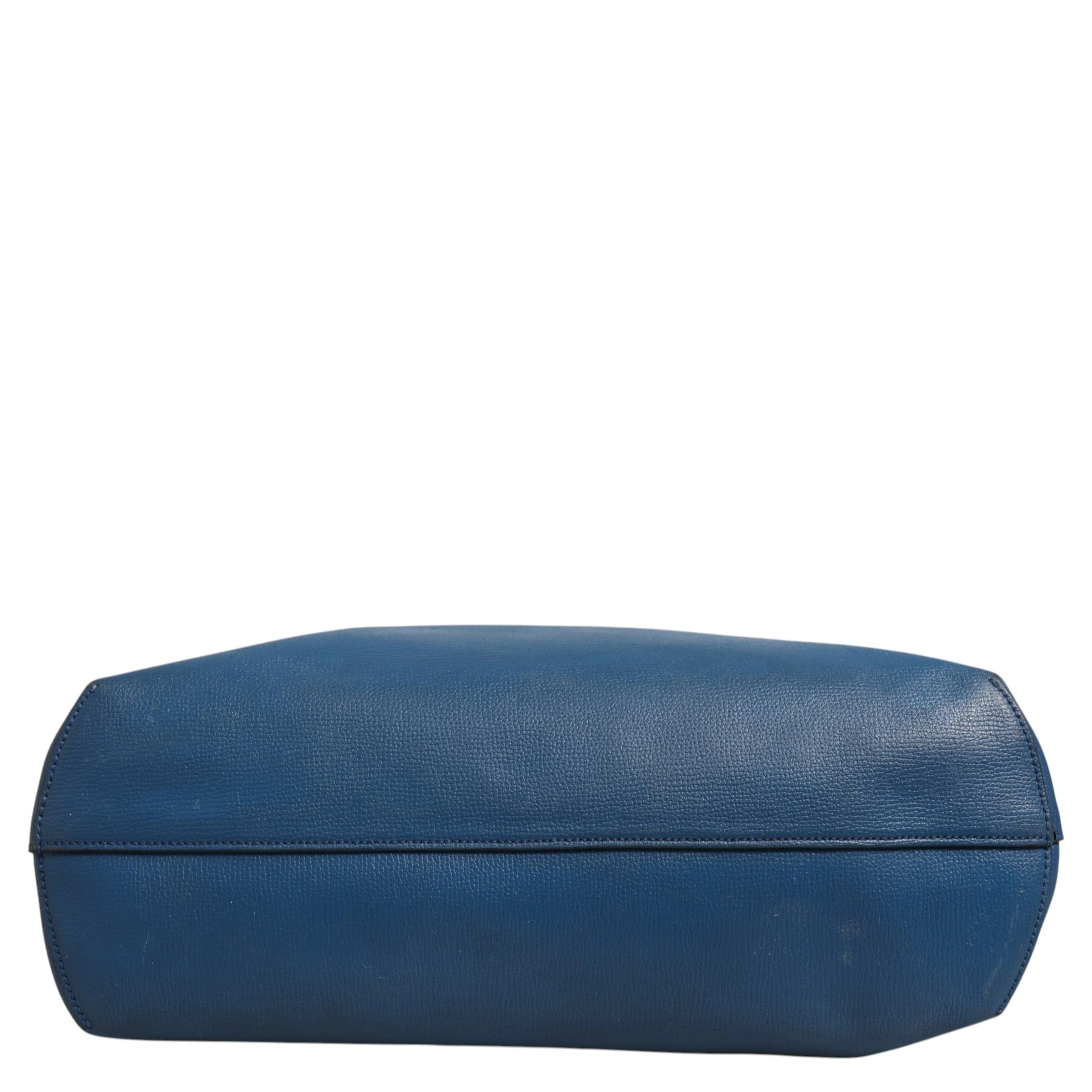 Leather Navy Blue Shopping Tote