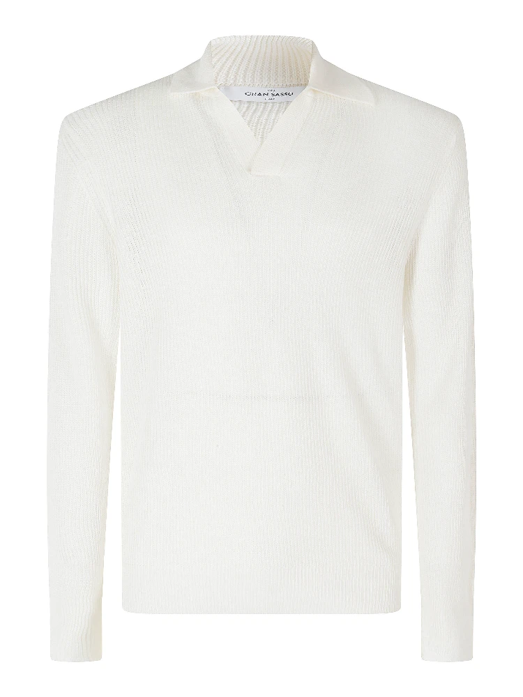 MAGLIA COLLO POLO SKIPPER ML LINO COTONE