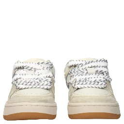 Beige Leather Low Top Sneakers