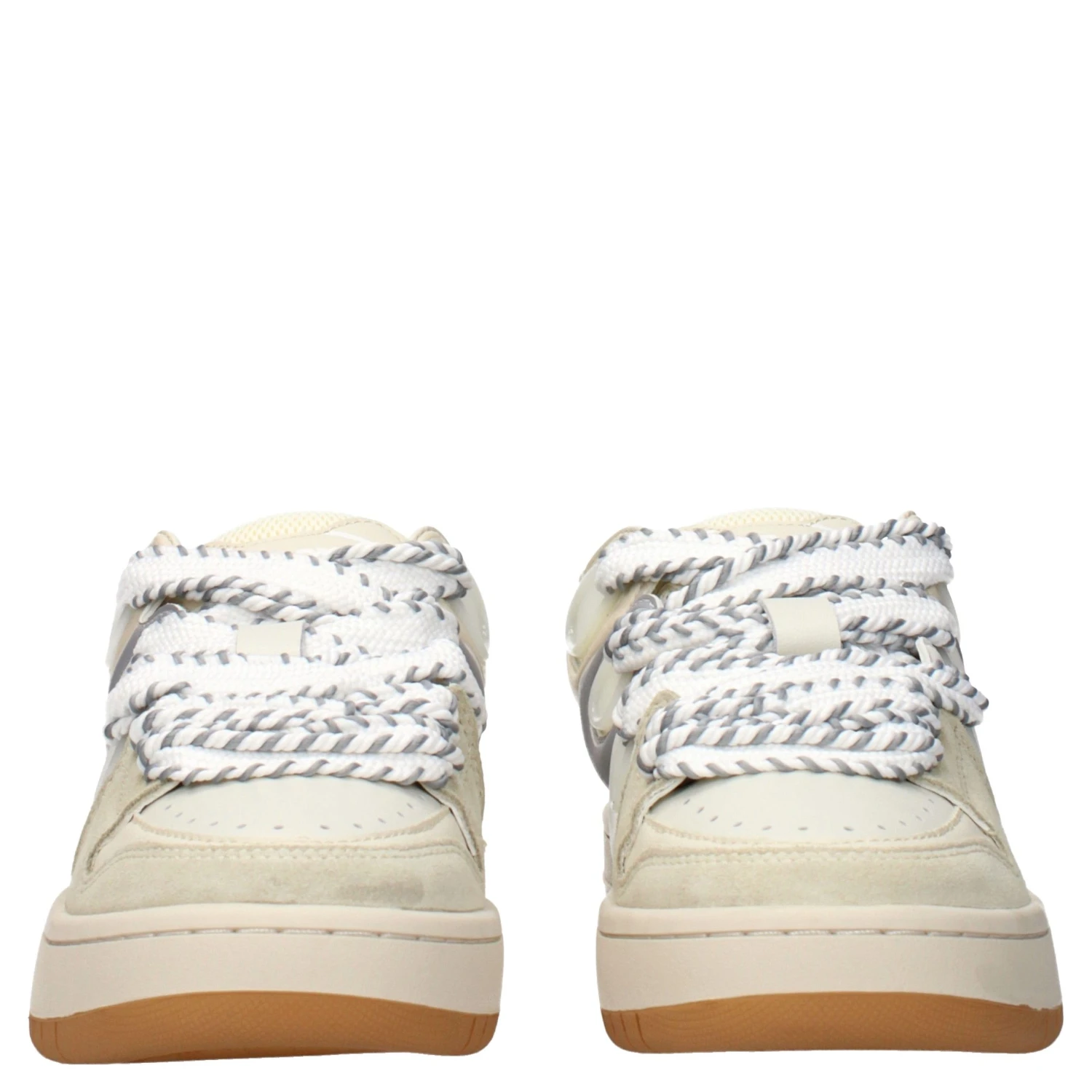 Beige Leather Low Top Sneakers
