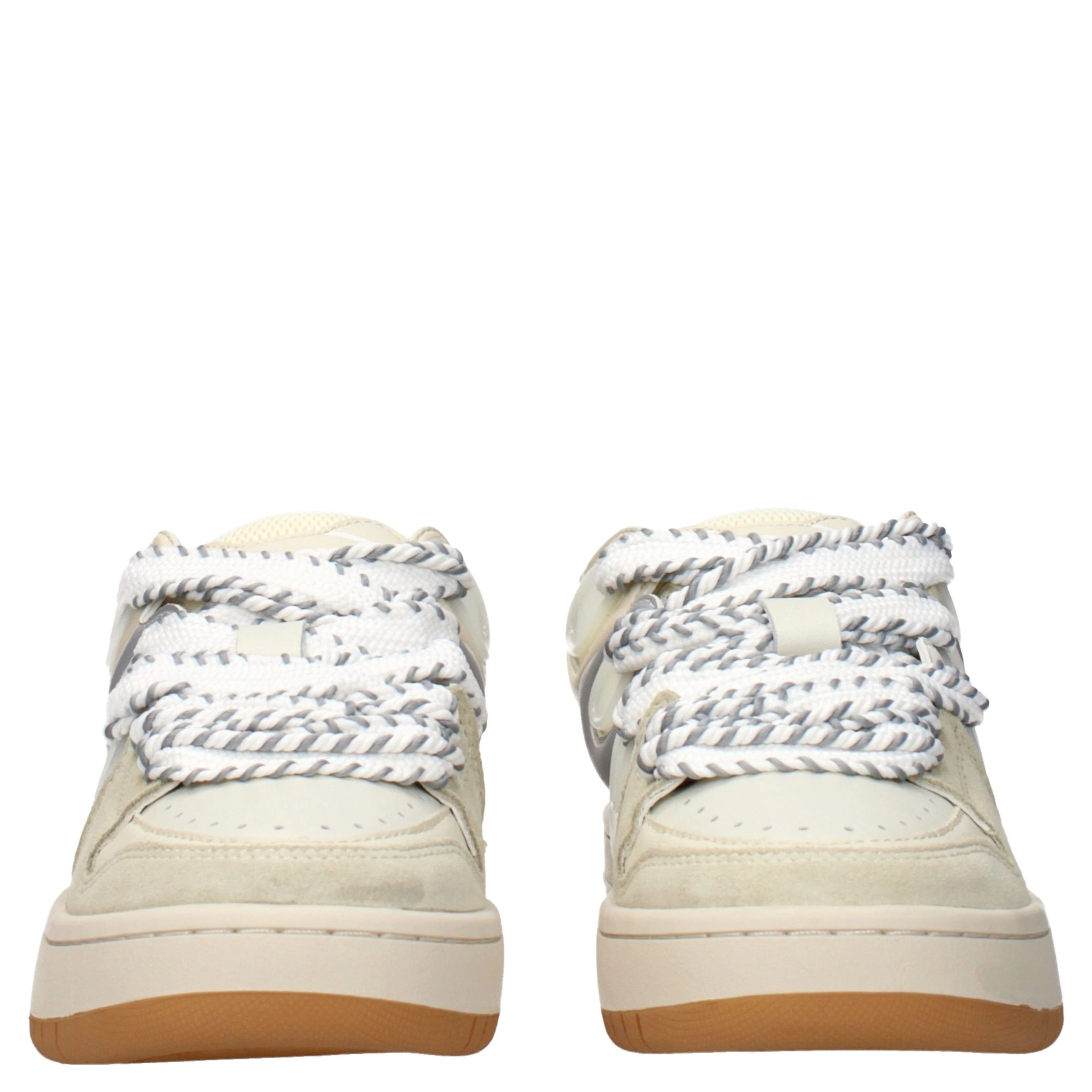 Beige Leather Low Top Sneakers