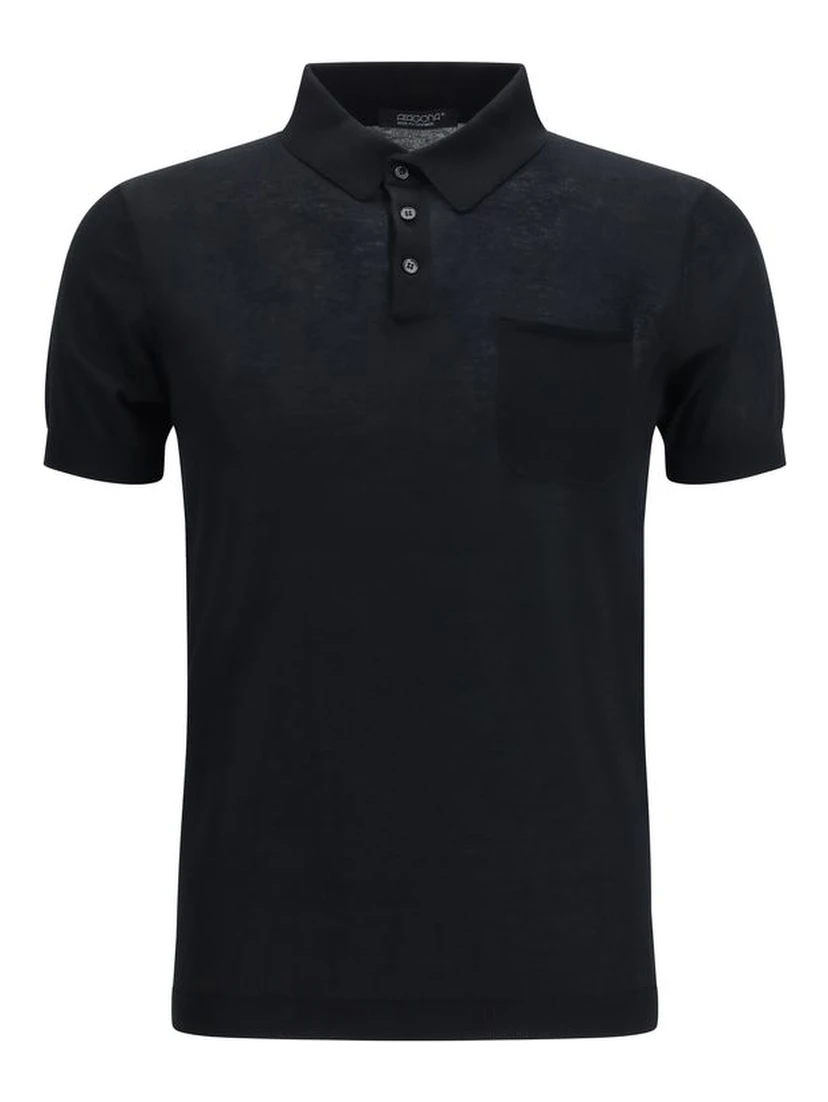 Black Cotton Polo Shirt