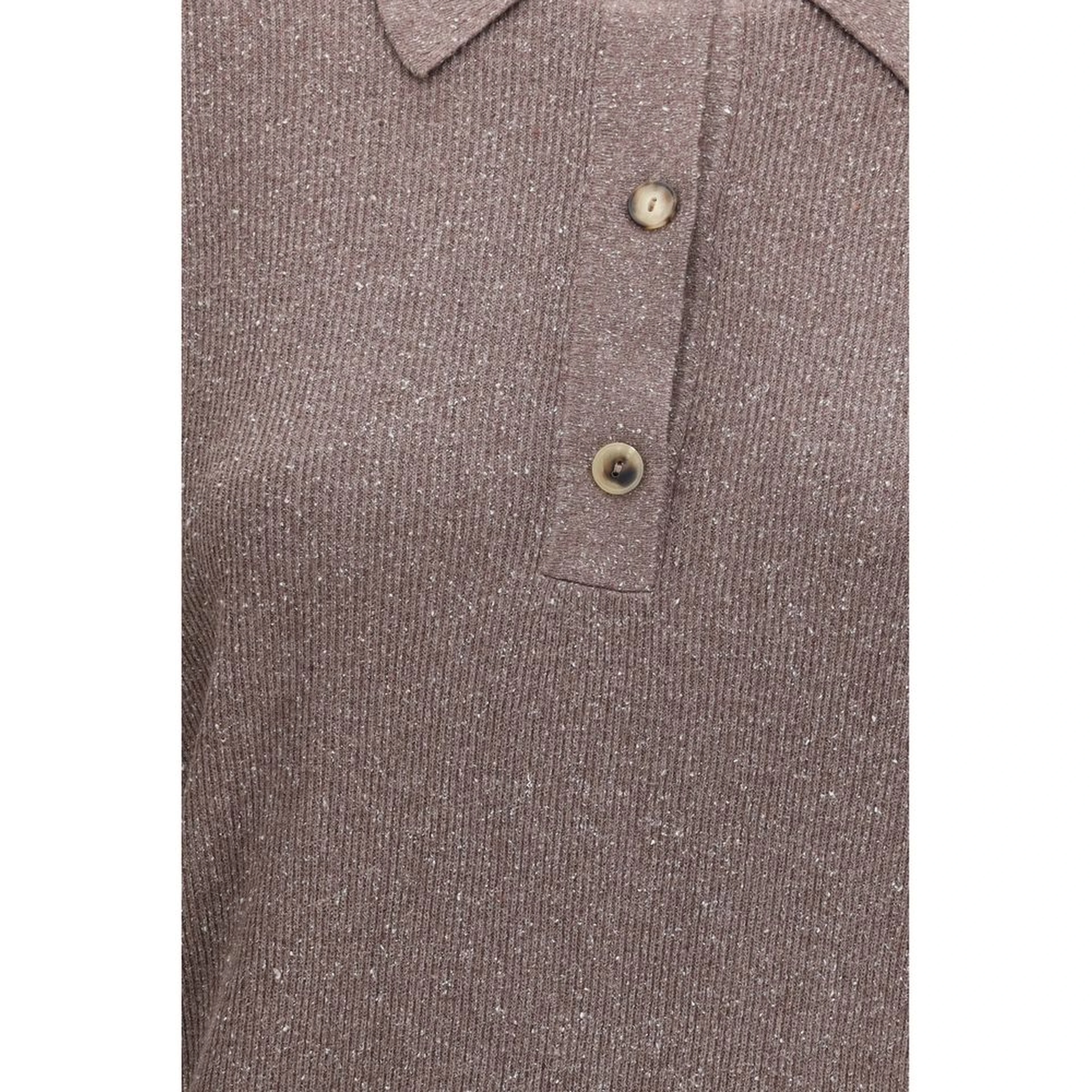 Brown Silk Polo Shirt