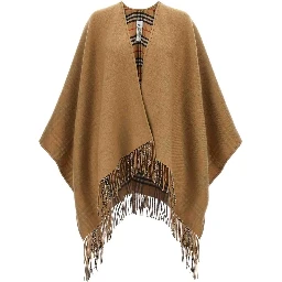 REVERSIBLE CHECK WOOL CAPE