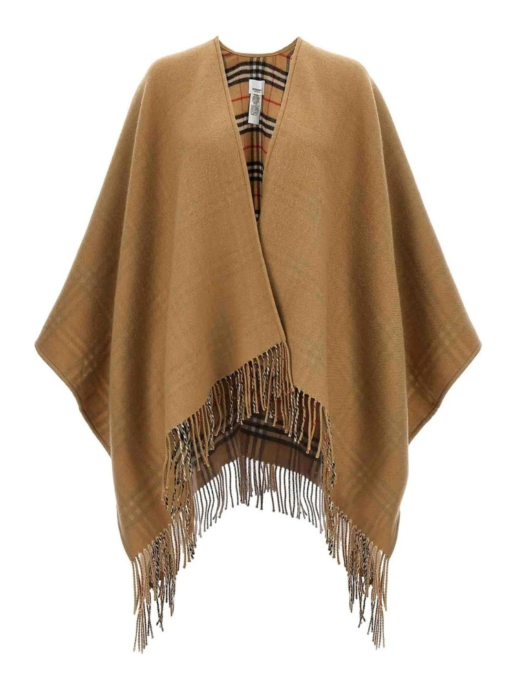 REVERSIBLE CHECK WOOL CAPE