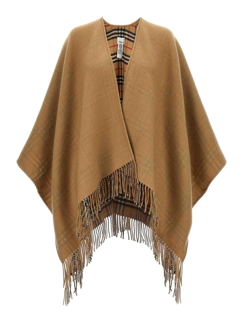 REVERSIBLE CHECK WOOL CAPE