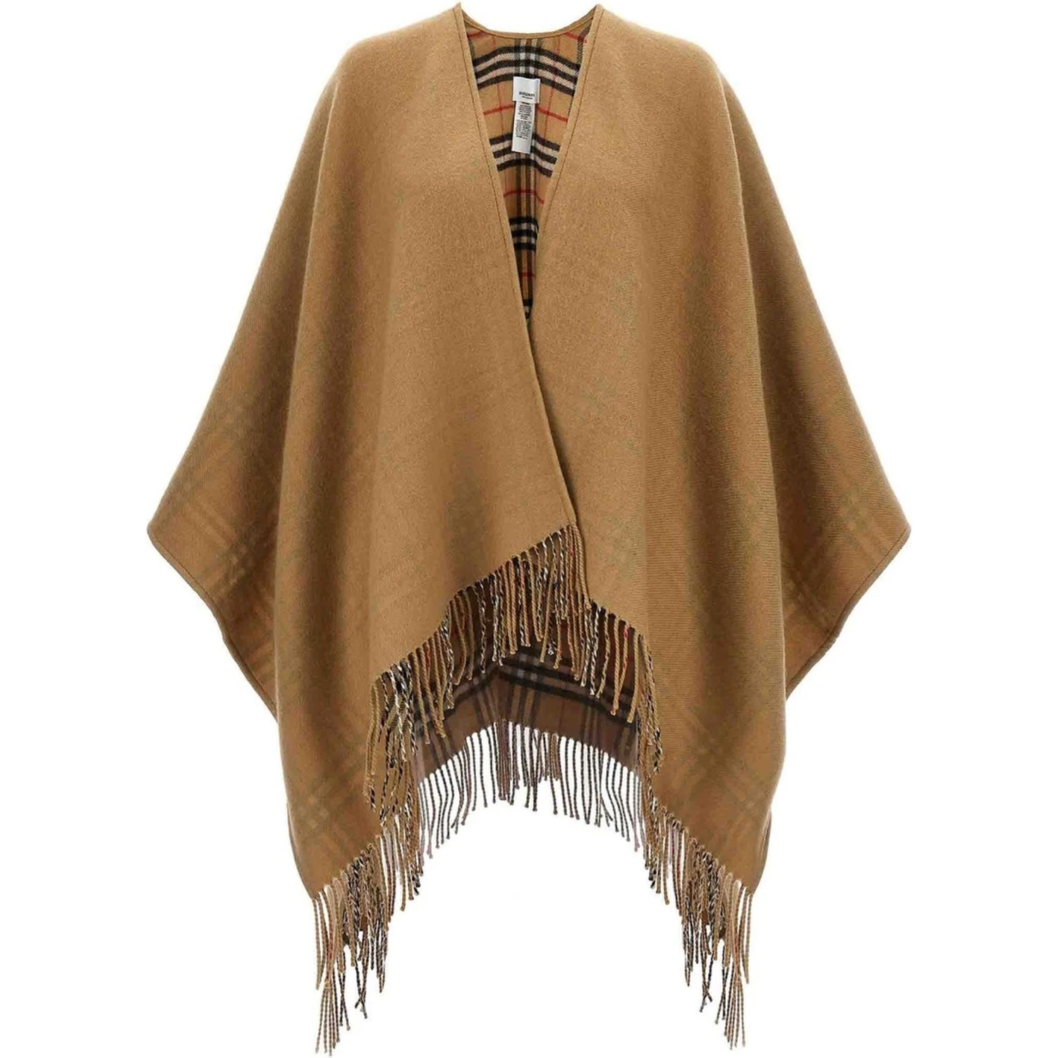 REVERSIBLE CHECK WOOL CAPE