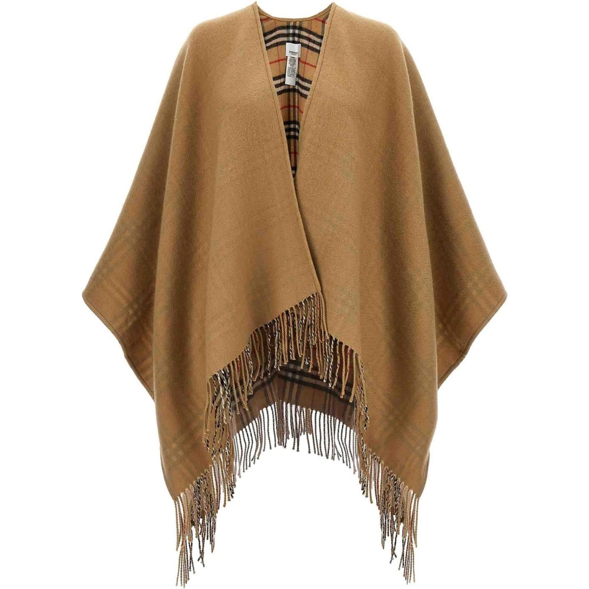 REVERSIBLE CHECK WOOL CAPE