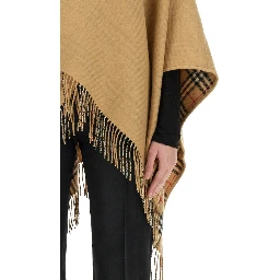 REVERSIBLE CHECK WOOL CAPE