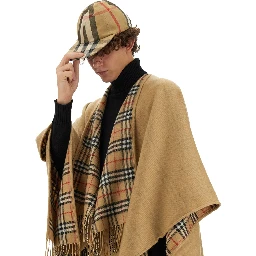 REVERSIBLE CHECK WOOL CAPE
