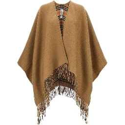 REVERSIBLE CHECK WOOL CAPE