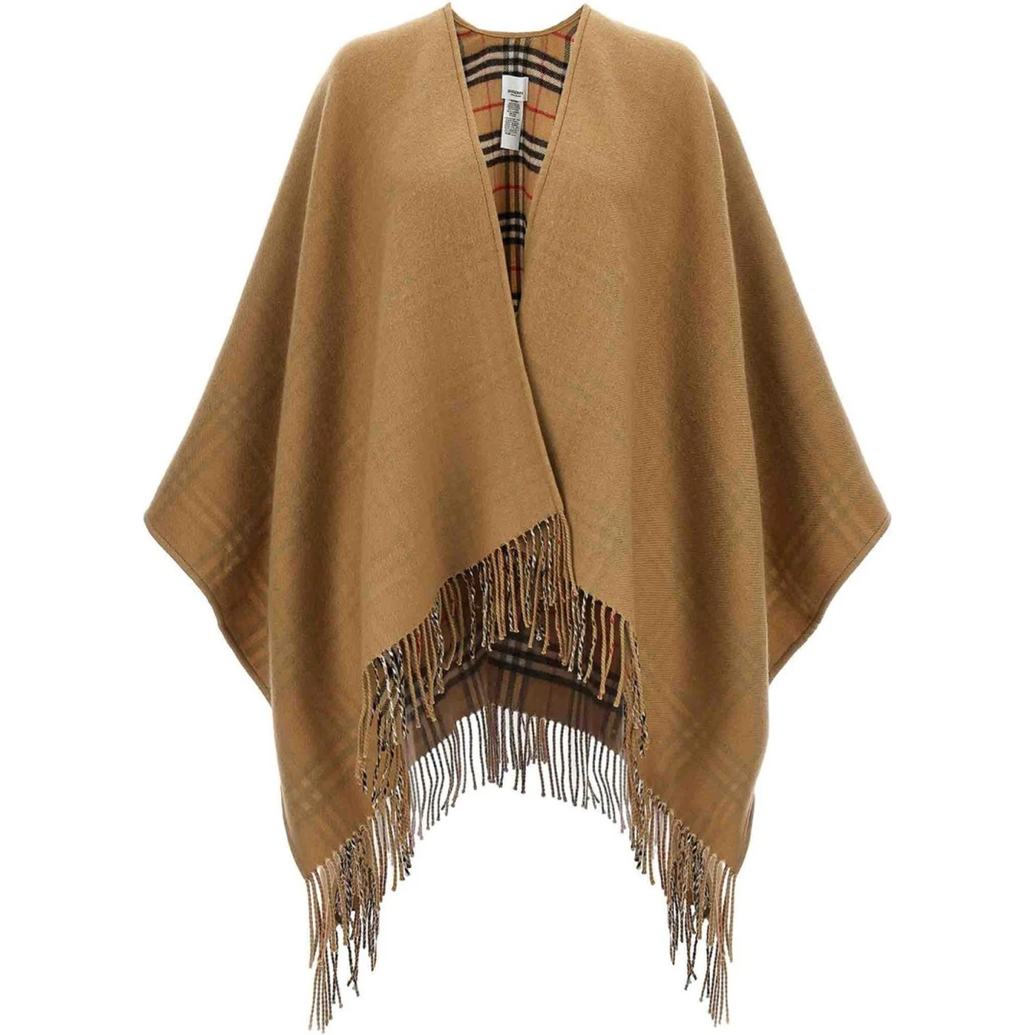 REVERSIBLE CHECK WOOL CAPE