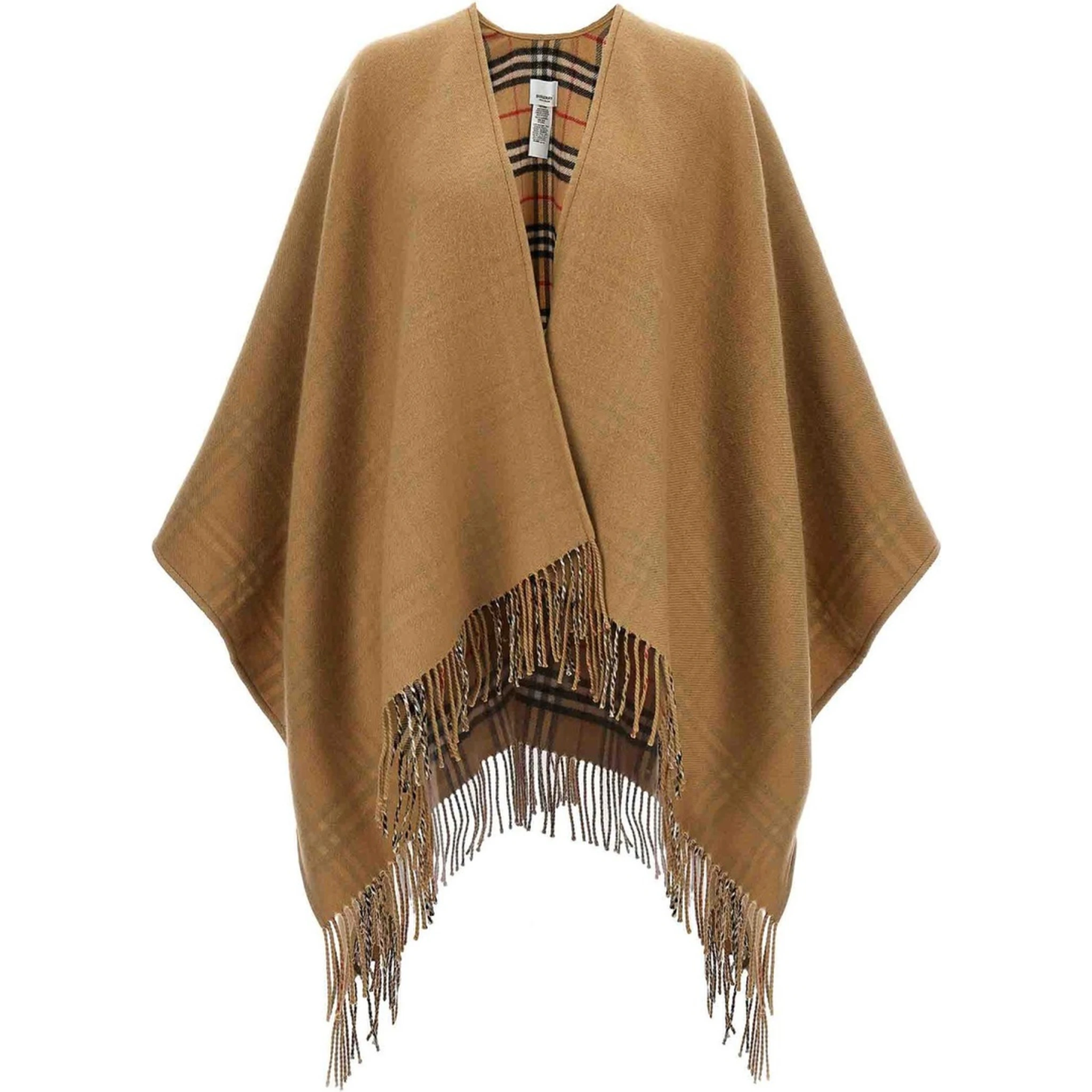 REVERSIBLE CHECK WOOL CAPE