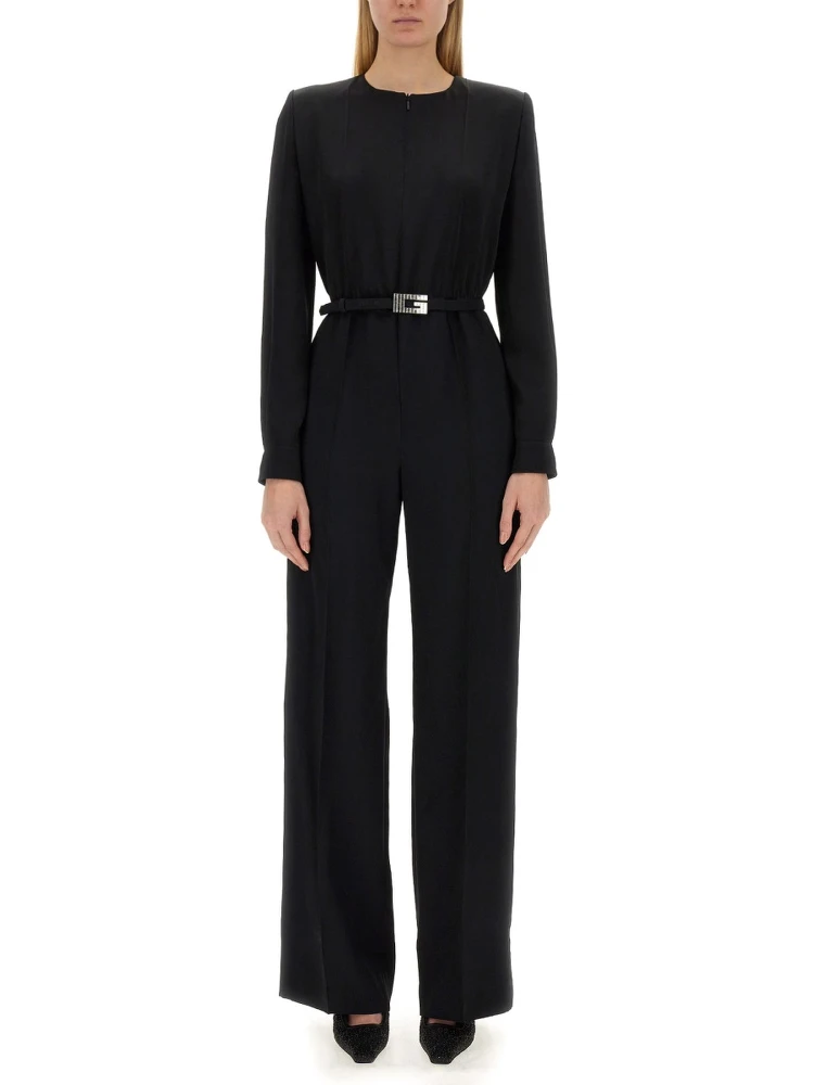 VISCOSE JUMPSUIT WITH BELT