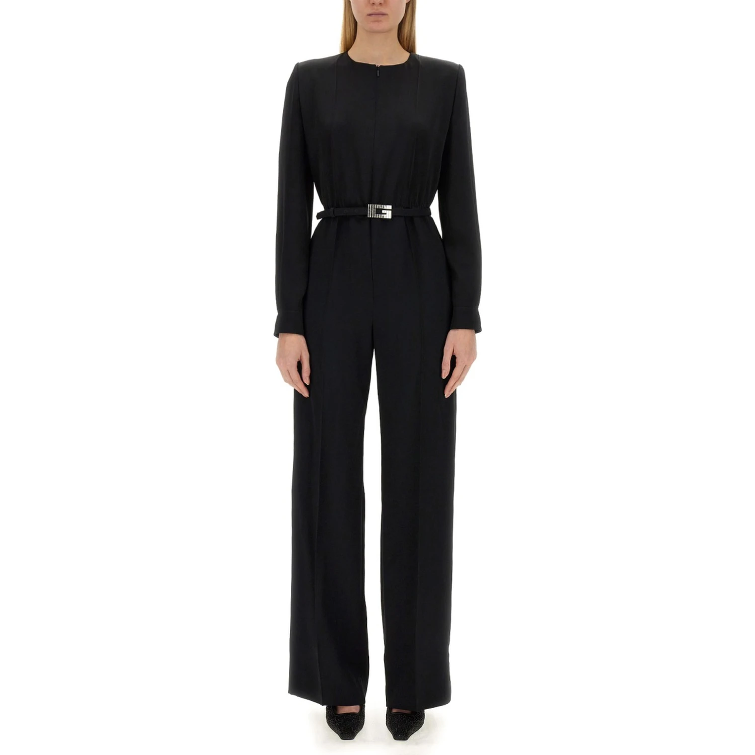 VISCOSE JUMPSUIT WITH BELT
