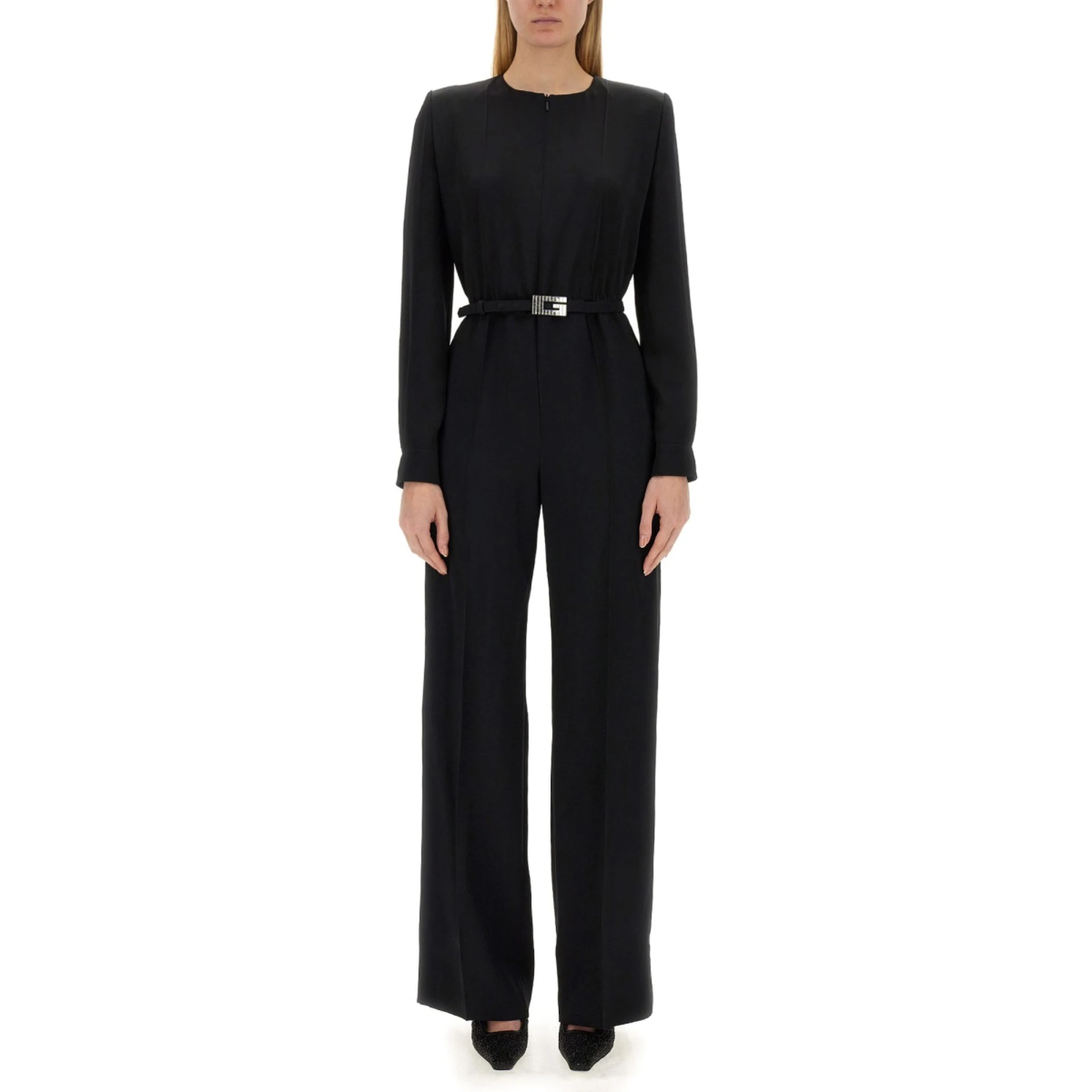 VISCOSE JUMPSUIT WITH BELT