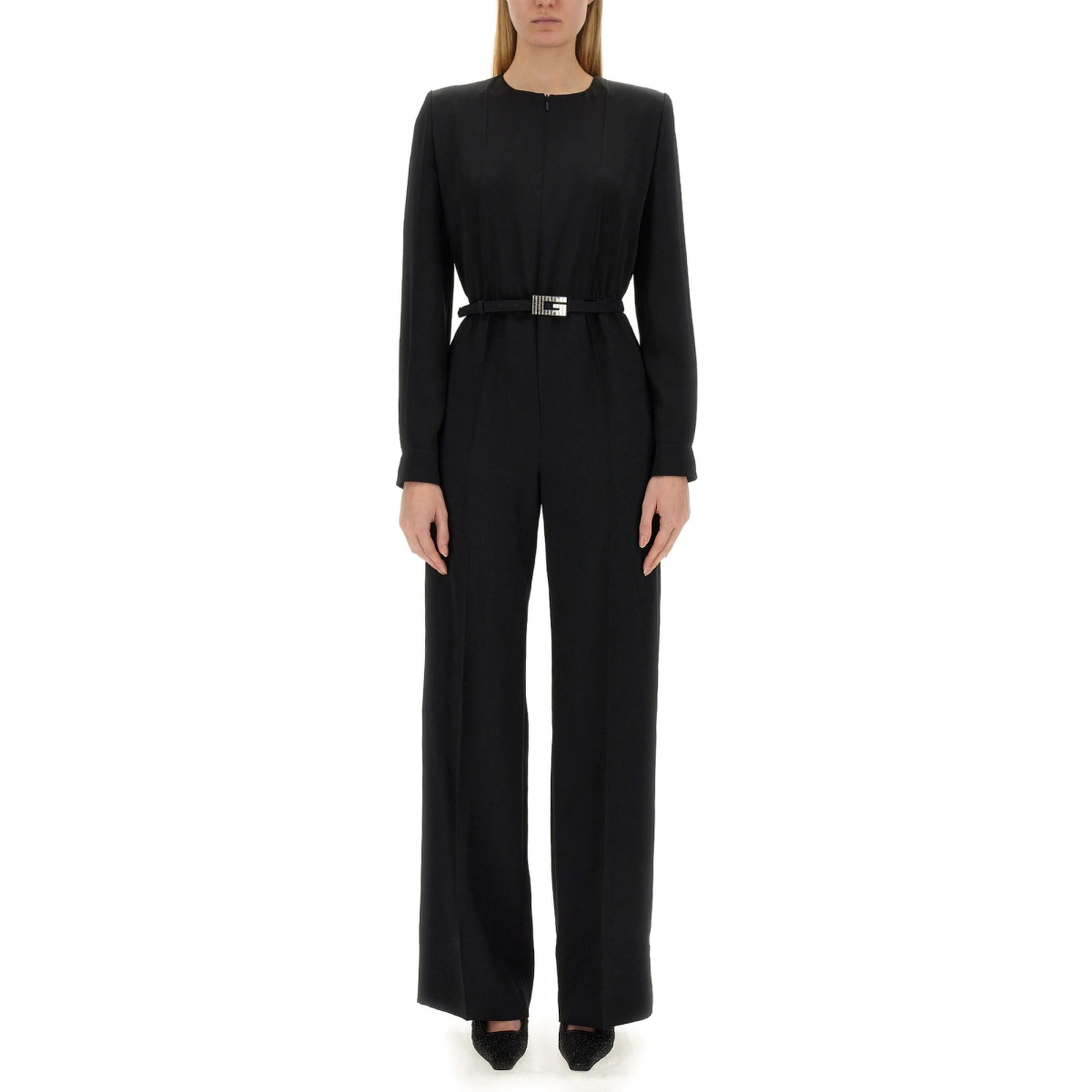 VISCOSE JUMPSUIT WITH BELT