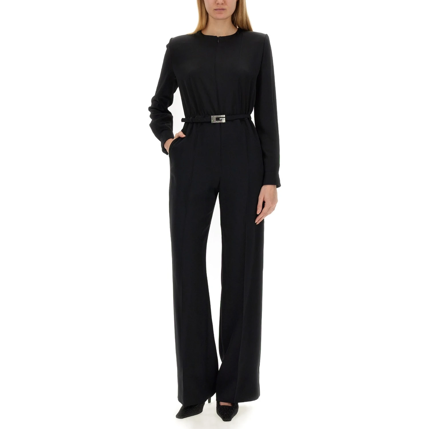 VISCOSE JUMPSUIT WITH BELT