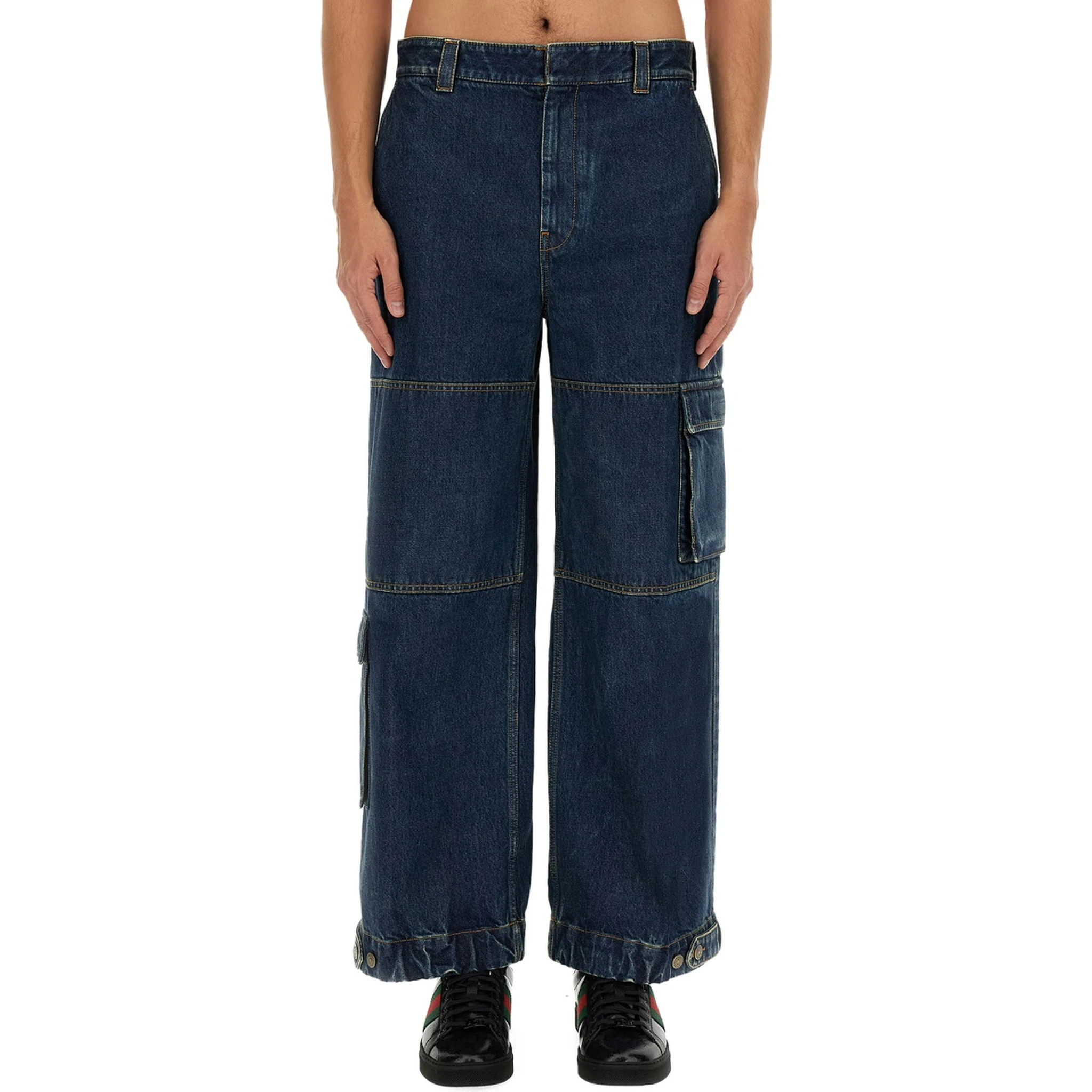 DENIM PANTS WITH GUCCI LABEL