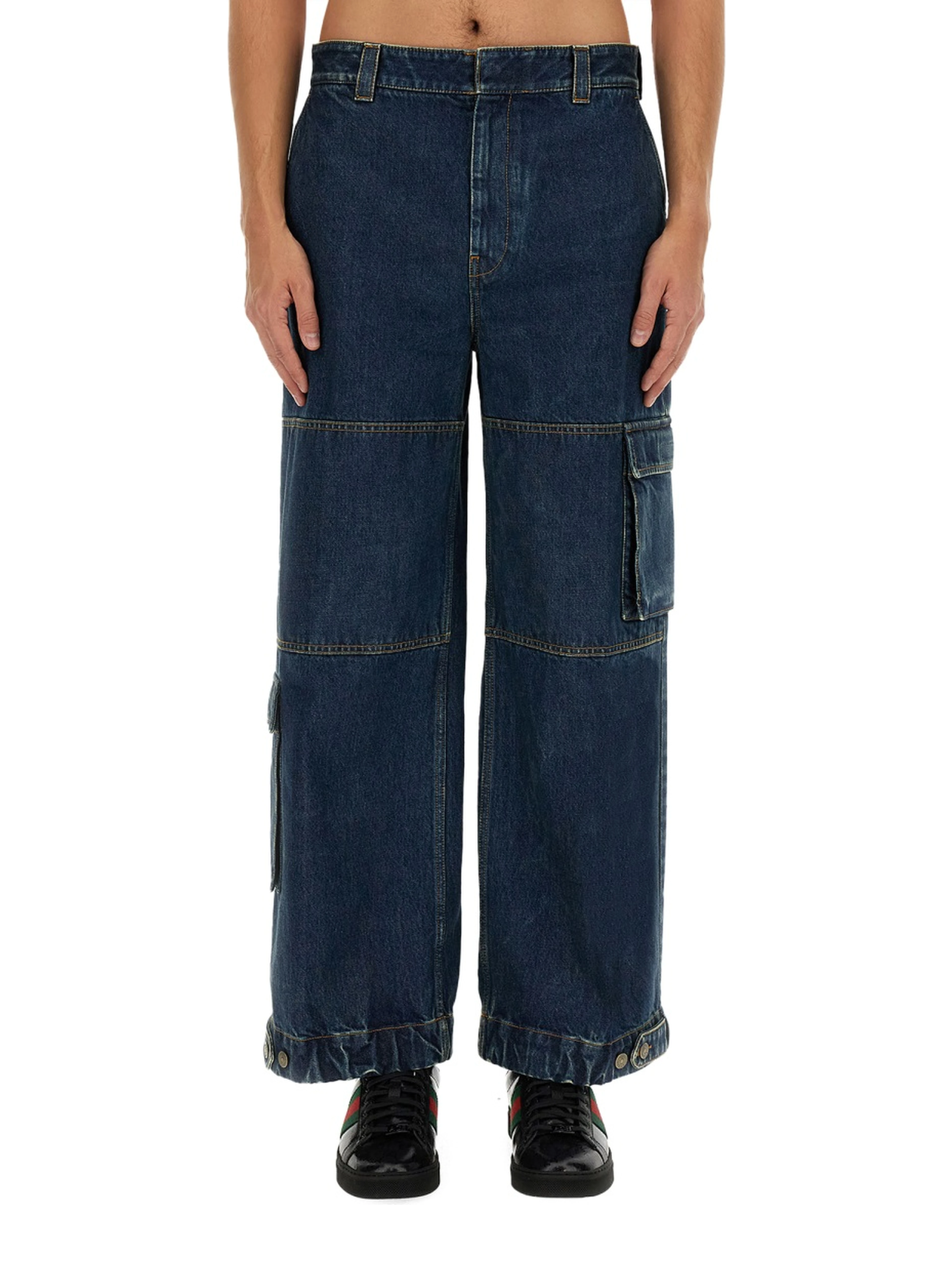 DENIM PANTS WITH GUCCI LABEL