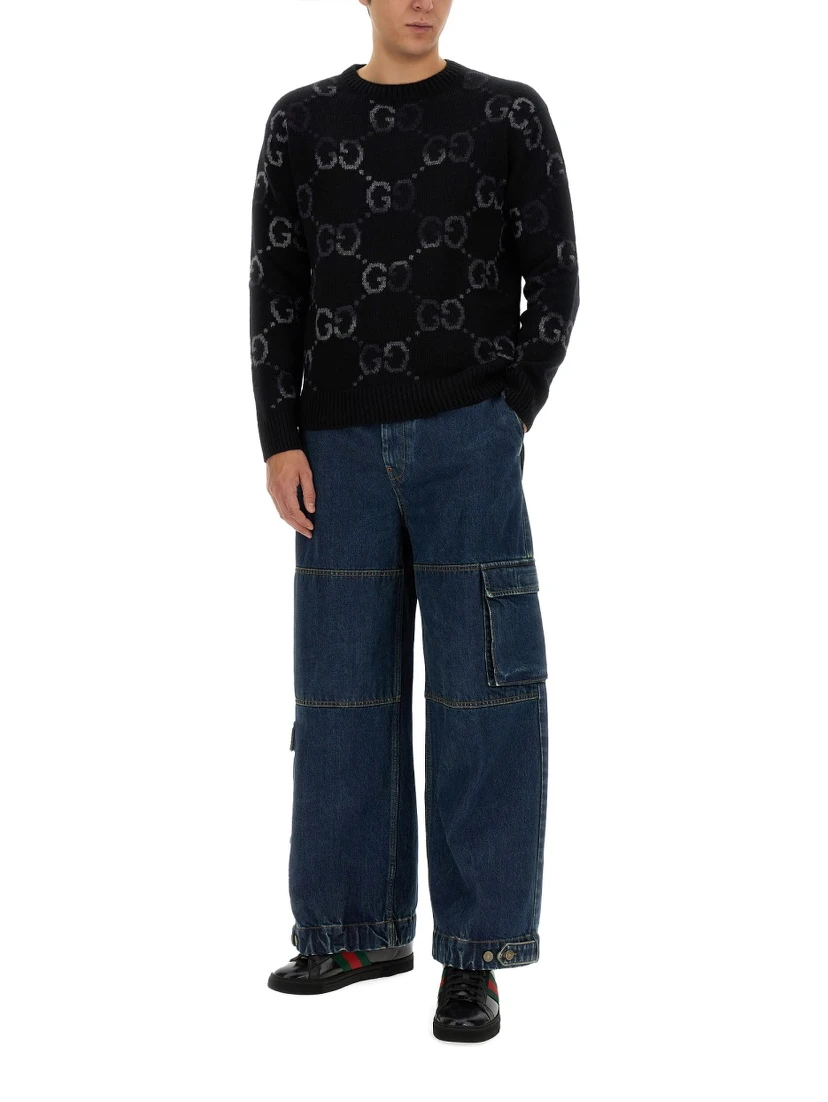 DENIM PANTS WITH GUCCI LABEL