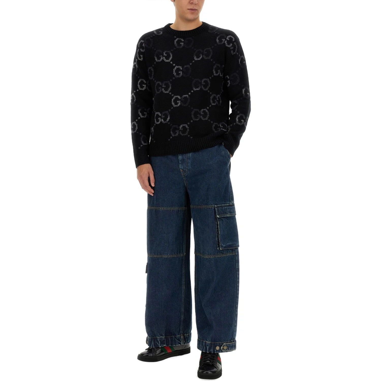 DENIM PANTS WITH GUCCI LABEL