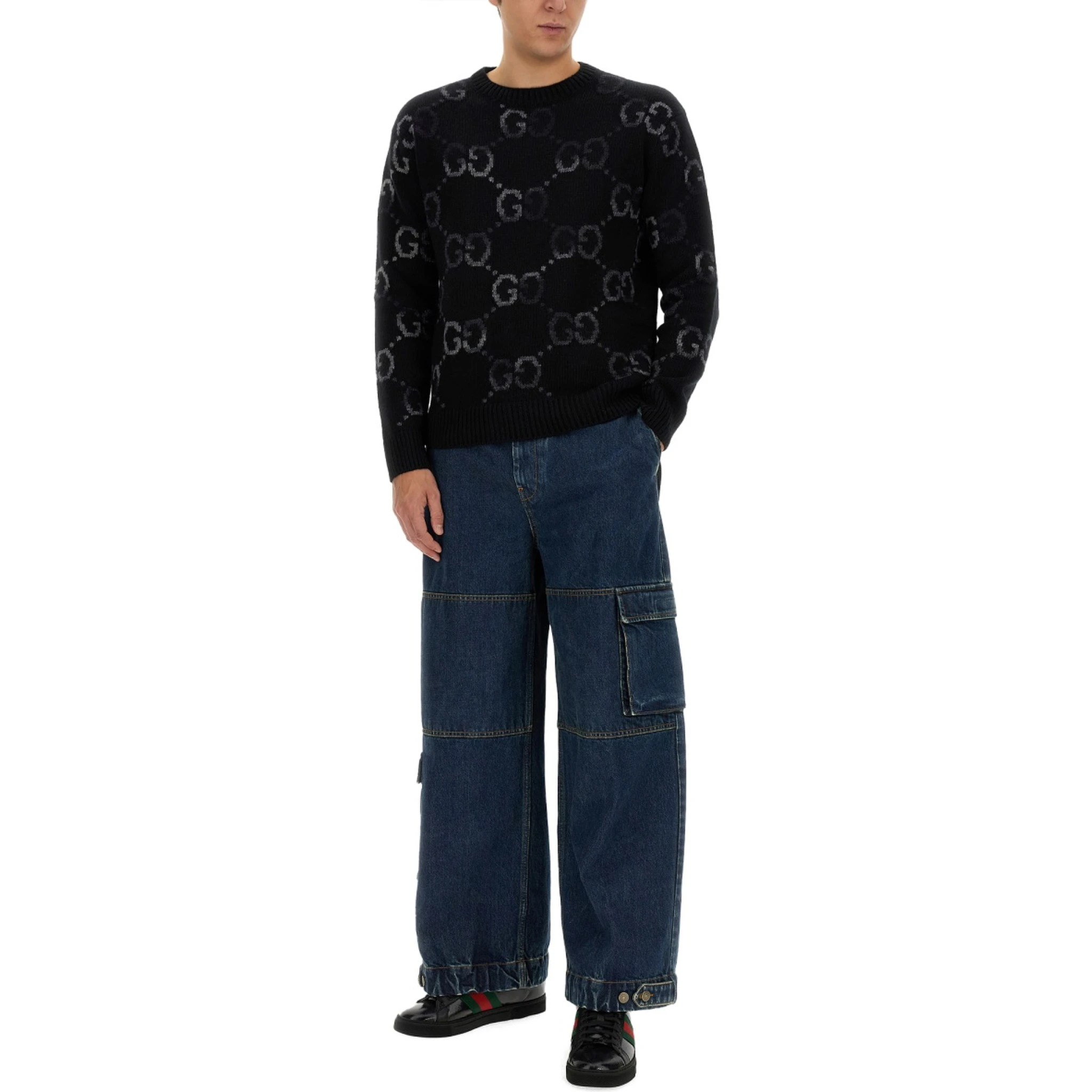 DENIM PANTS WITH GUCCI LABEL