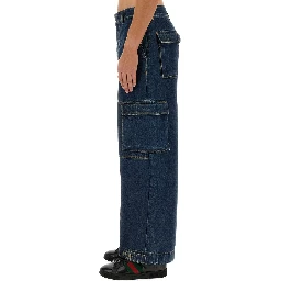 DENIM PANTS WITH GUCCI LABEL