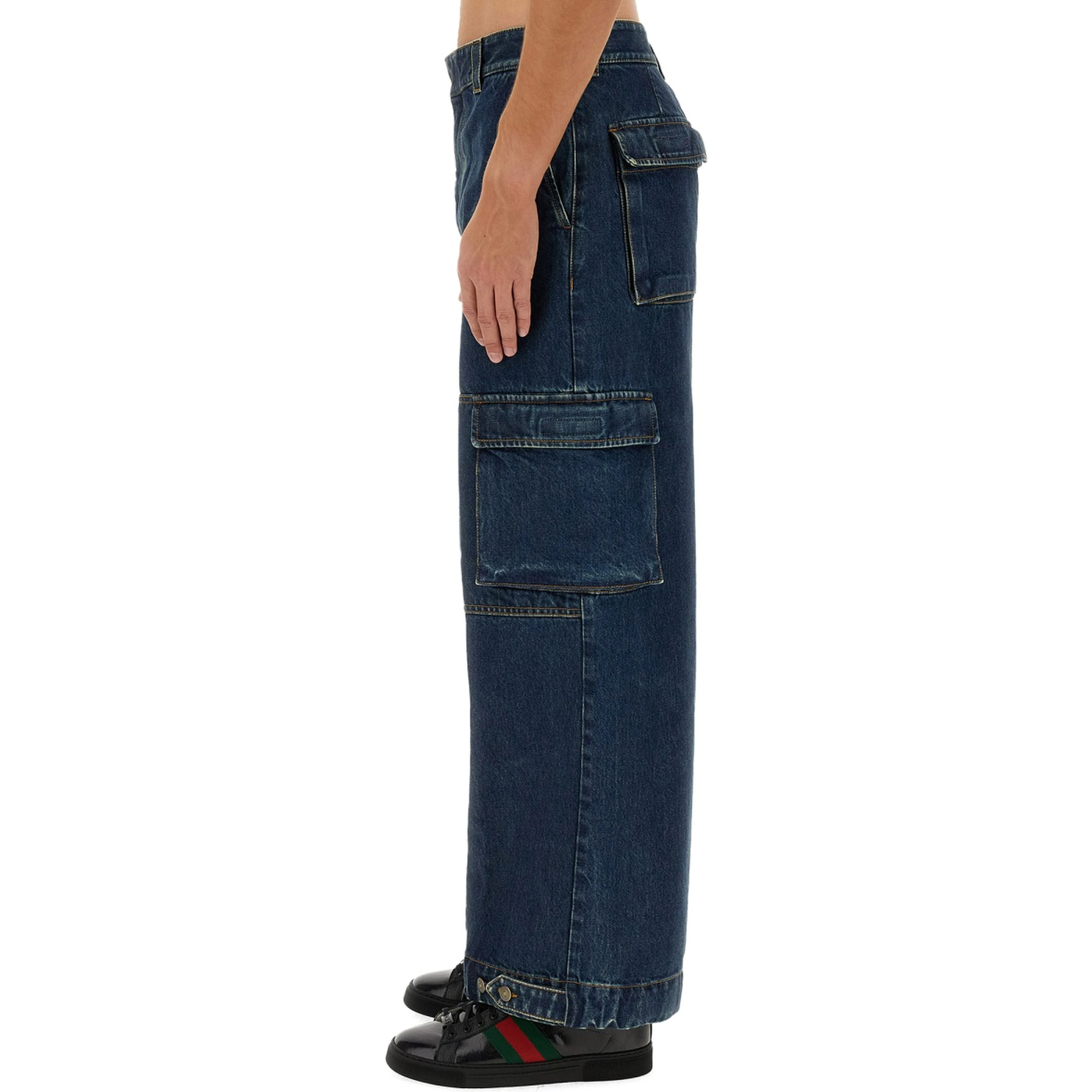 DENIM PANTS WITH GUCCI LABEL