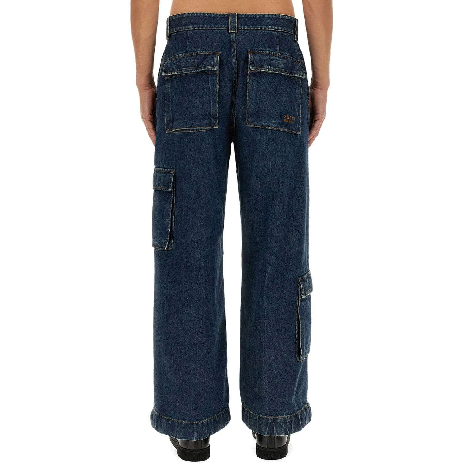 DENIM PANTS WITH GUCCI LABEL