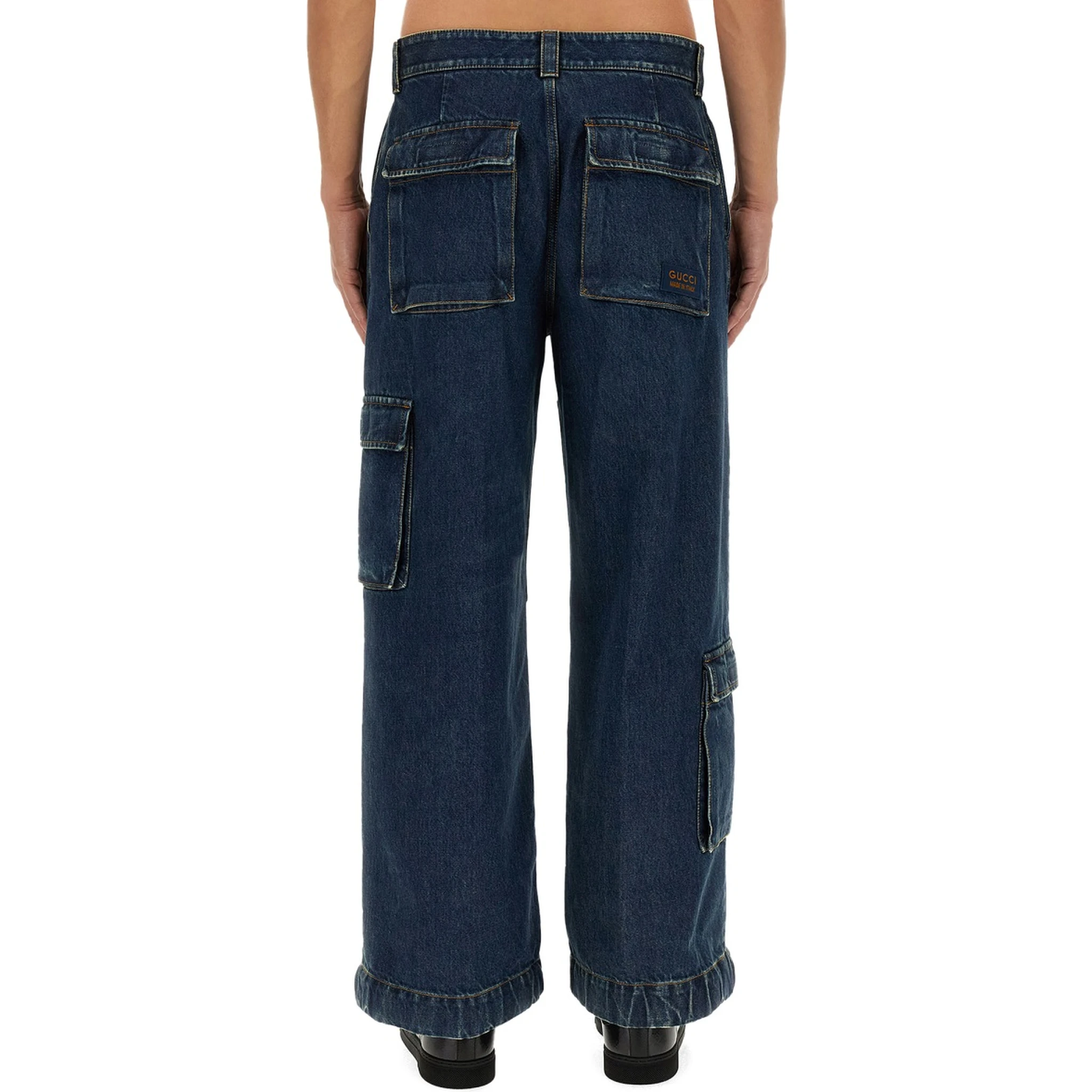 DENIM PANTS WITH GUCCI LABEL