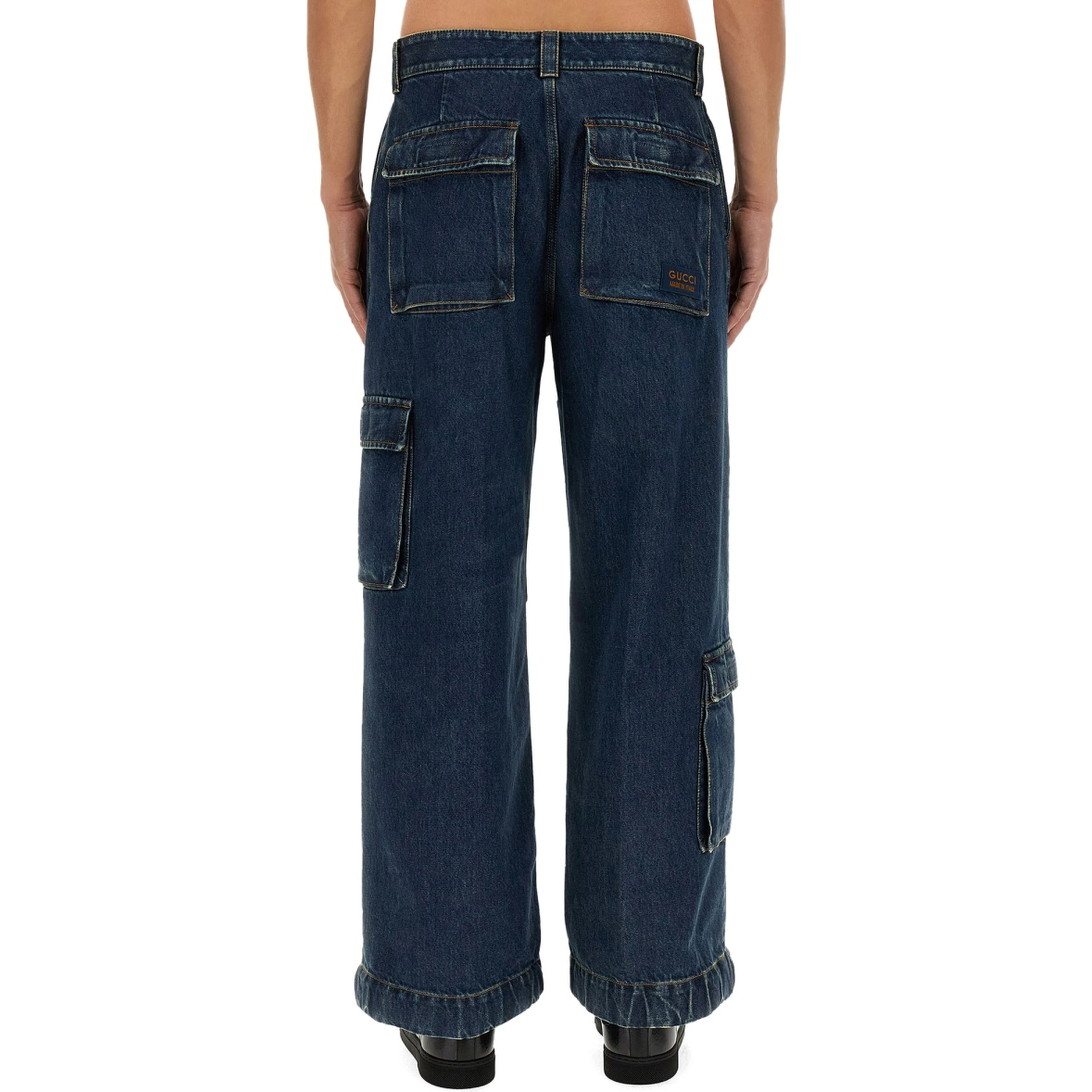 DENIM PANTS WITH GUCCI LABEL