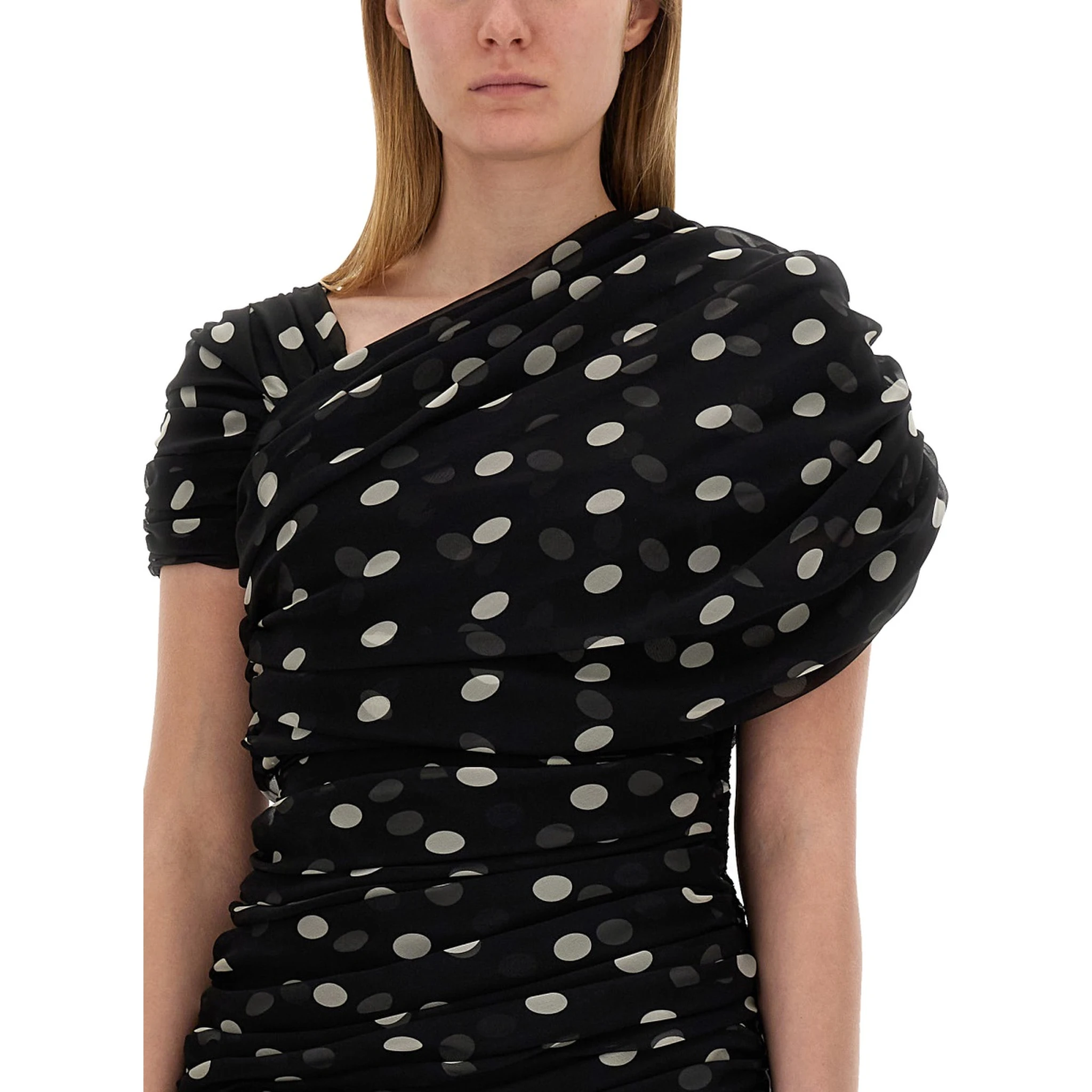 ASYMMETRICAL GATHERED DRESS